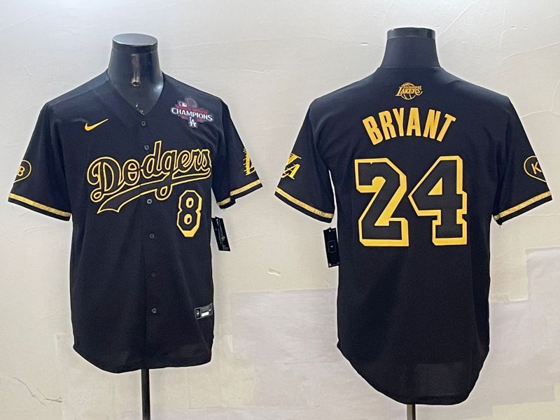 Men Los Angeles Dodgers #24 Bryant Black Gold Five generations Game 2025 Nike MLB Jersey style 2->youth mlb jersey->Youth Jersey